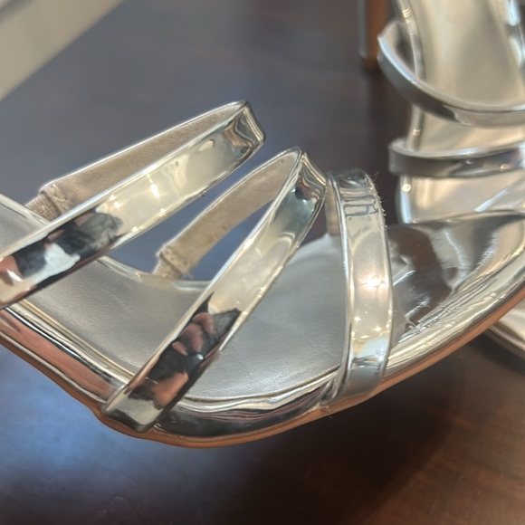 VERA MODA Becca Ankle Strap Pin Heel Open Toe Stilettos Sandals Silver - Picture 6 of 16